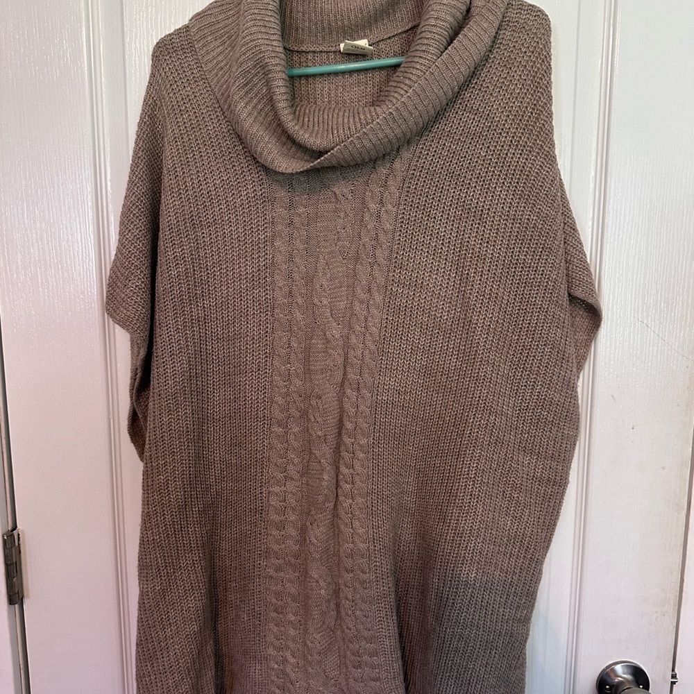 Faded Glory Tan Cowl Neck Sweater with Cable Knit